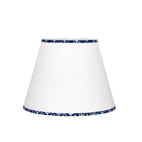 Indigo Blue and White Linen Lampshade - Block Print Lamp Shade - Custom Lighting- Boho Chic
