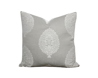 Gray Damask Pillow Cover - Grey Cushion Cover - Cottage Home Decor