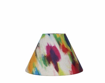 Watercolor Ikat  Linen Empire Lamp Shade - Multicolored Abstract Design