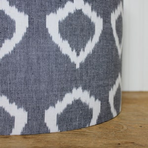 Modern Gray Ikat Drum Lampshade Handwoven Fabric image 4