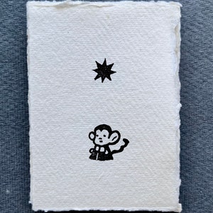 Tallado a mano, cita, mini impresión, corte de linóleo, impresión en bloque, papel khadi, original, minimalista, tarjeta, impreso a mano, A7, monocromo, sello