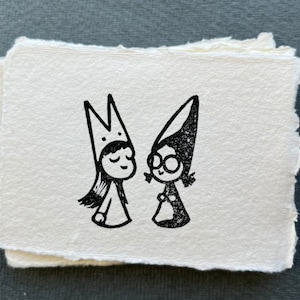 Tú eres tú. Yo soy yo. Niños, mini arte, mini impresión, corte en linóleo, impresión en bloque, original, minimalista, tarjeta, impresión a mano, A7, monocromo, sello