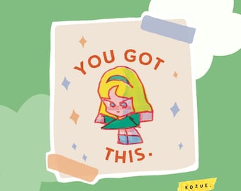 You got this, quote, words, inspirtational, motivational, positive, girl, women, confident, stationery, glossy, sticker, kawaii, handcut