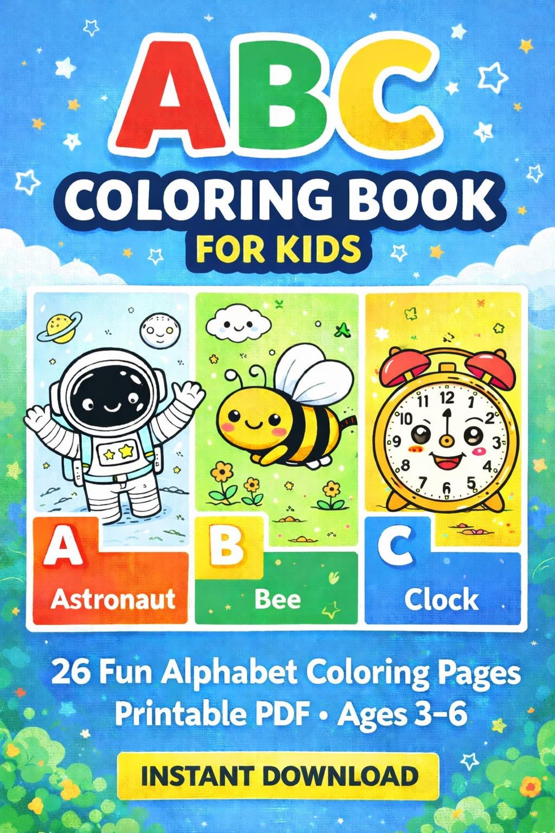 ABC Coloring Book for Kids Printable, Alphabet Coloring Pages A–Z ...