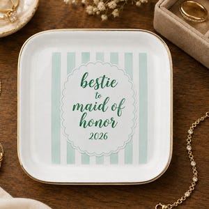 Custom Date Jewelry Dish, Bachelorette Gift, Best Friend Gift, Maid of Honor Plate, Bridal Gift, Wedding Gift