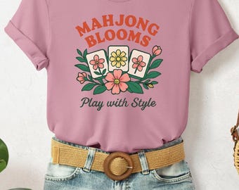 Mahjong Flower, Shirt for Mahjong Lovers, Floral Print Shirt, Mahjong Gamers, Mahjong Shirt, Mahjong Game, Bella Canvas Shirt, Mom Shirt