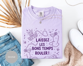 Camiseta Laissez Les Bons Temps Rouler, camiseta con frase francesa de Mardi Gras, camisa de Nueva Orleans, camiseta de Mardi Gras, regalo de Nueva Orleans