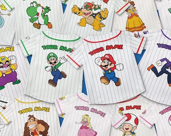 Custom Super Mario Baseball Jersey, Personalized Nintendo Family Matching Shirts, Christmas gift.