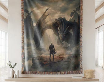 Onyx Storm Blanket, Xaden Riorson Art, Fourth Wing Tapestry, Dragon Rider Standoff, Iron Flame Woven Throw, Rebecca Yarros  Bookish Gift