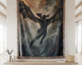 Throne of Glass Woven Blanket, Fantasy Bookish Gift, Sarah J Maas Manon Blackbeak Abraxos Aelin Galathynius Rowan Whitethorn.