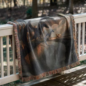 Tairn Sgaeyl Andarna Blanket, Fourth Wing Dragon Trio, Basgiath Parapet Sunset Art, Iron Flame Squad Gift, Onyx Storm Woven Tapestry bild 9
