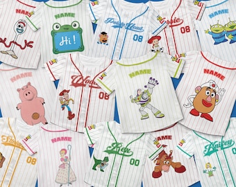 Custom Toy Story Birthday Baseball Jersey,Personalized Name Number Toy Story 5 Tees,Birthday Boy/Girl Gift, Family Matching Disney Trip Tees