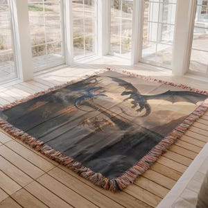 Tairn Sgaeyl Andarna Blanket, Fourth Wing Dragon Trio, Basgiath Parapet Sunset Art, Iron Flame Squad Gift, Onyx Storm Woven Tapestry bild 4