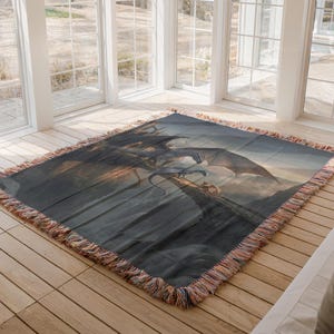 Tairn Sgaeyl Andarna Blanket, Fourth Wing Dragon Trio, Basgiath Parapet Sunset Art, Iron Flame Squad Gift, Onyx Storm Woven Tapestry bild 10