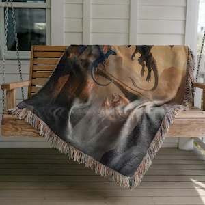 Tairn Sgaeyl Andarna Blanket, Fourth Wing Dragon Trio, Basgiath Parapet Sunset Art, Iron Flame Squad Gift, Onyx Storm Woven Tapestry bild 5