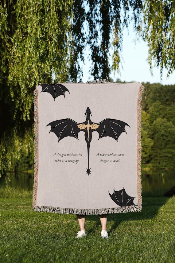 Fourth Wing Woven Blanket: Dragon Rider Fantasy Tapestry Dragon Rider Gift, Fantasy Reader Merch, War College Home Decor, fourth wing decor