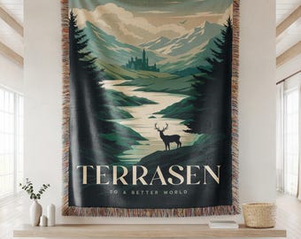 Throne of Glass Terrasen Woven Blanket ,TOG Merch Sarah J Maas Gifts , SJM Merch Booktok Merch, Bookstagram TOG Gifts