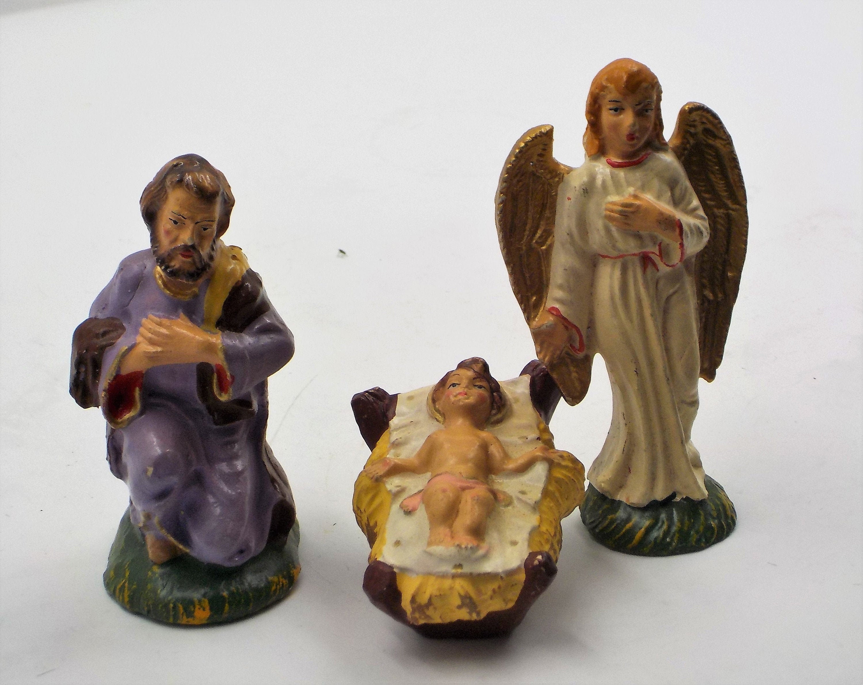 3 Vintage Italian Nativity Figurines Great Condition Gift Etsy