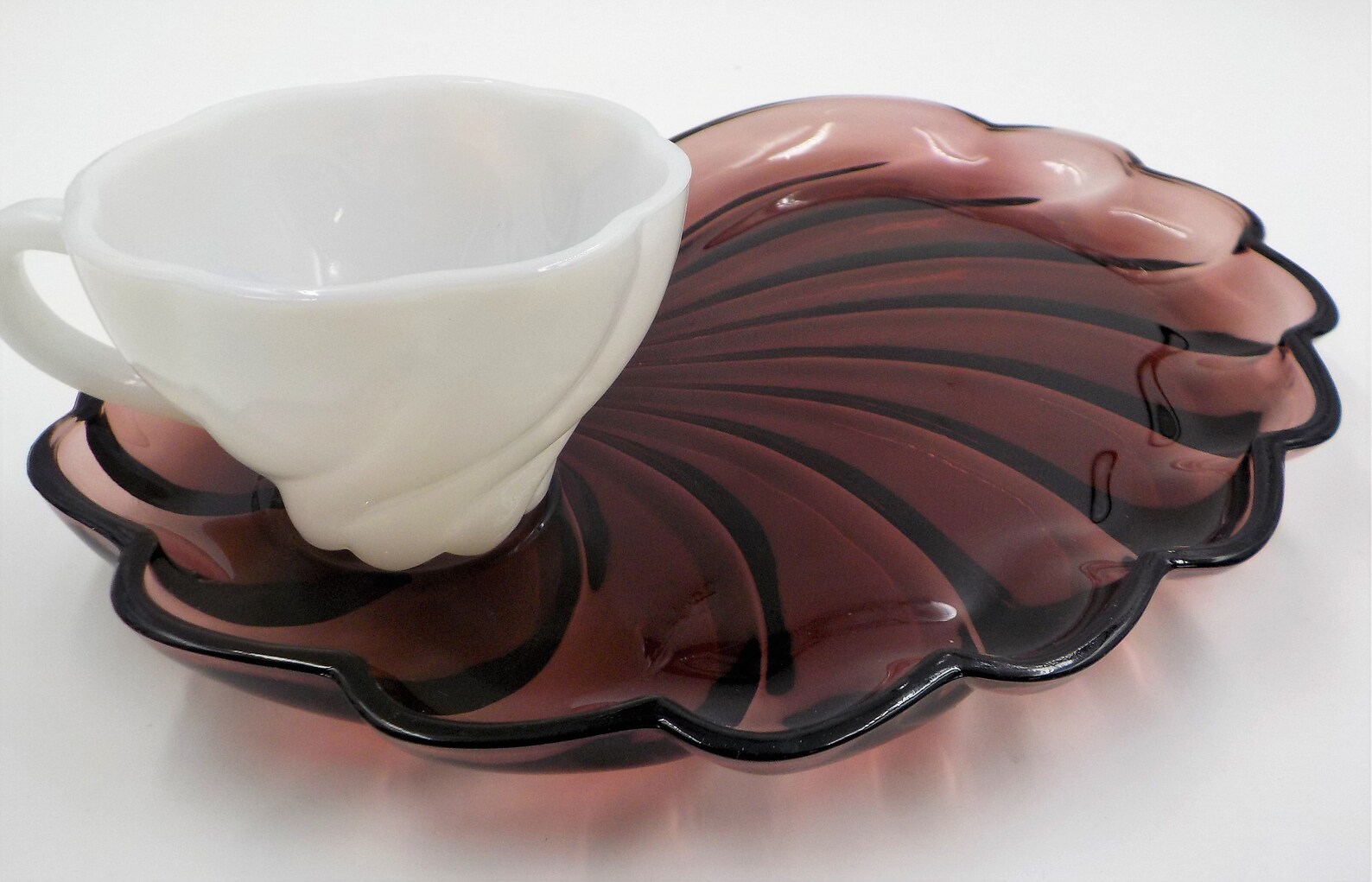 3 Snack Plates and Cups Luncheon Set Vintage Hazel Atlas Etsy