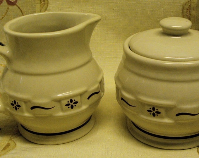 VINTAGE LONGABERGER POTTERY CREAMER AND COVERED SUGAR SET EXEC COND Etsy