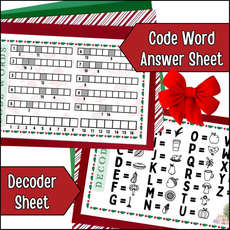 Red Decoder Sheets Christmas Puppy Dog Scavenger Hunt for Kids, Indoor Printable Clue Game ...