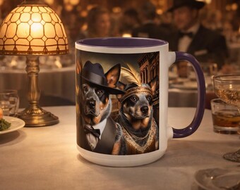 Flapper & Gangster Dog Mug – 1920s Speakeasy Duo | Vintage Australian Cattle Dog Gift
