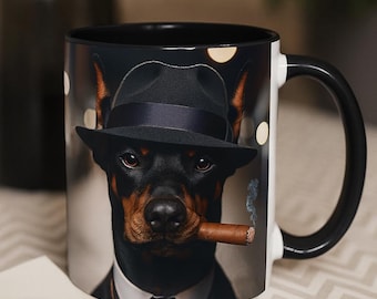 Doberman Gangster Coffee Mug, Dog Lover Gift