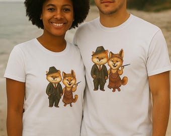 Pomeranian Gangster & Flapper Graphic Tee, Funny Dog Shirt