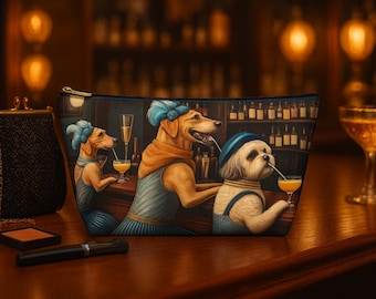Gatsby Dogs Accessory Pouch, Great Gatsby Inspired Makeup Bag, Dog Lover Gift,
