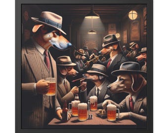 Gangster Dogs Speakeasy  Retro Home Decor, Mafia Animal Art Print, Dog Artwork