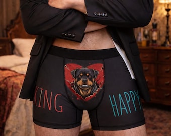 Rottweiler Heart, Happy Sexy Dazzling Boxers, Valentine's gift for him