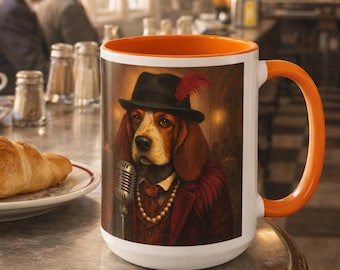 Basset Hound Gangster Mug | Accent Coffee Mug 11oz 15oz