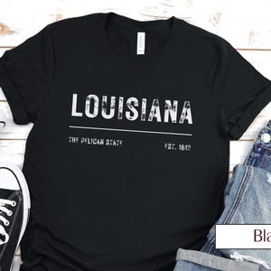 Louisiana The Pelican State Est. 1812 | Rustic Bella Canvas 3001 Tee – Bold & Eco-Friendly | Minimalist Apparel | Unisex T-shirt