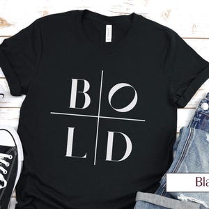 Bold Graphic Bella Canvas 3001 T-Shirt | Perpendicular Lines & Bold Typography | Modern Minimalist Design | Trendy Womens T-Shirt