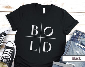 Bold Graphic Bella Canvas 3001 T-Shirt | Perpendicular Lines & Bold Typography | Modern Minimalist Design | Trendy Womens T-Shirt