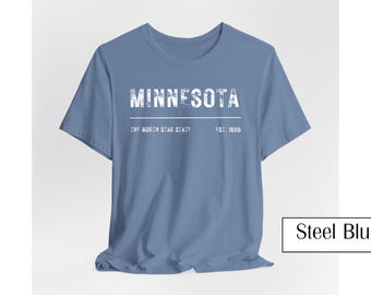 Minnesota The North Star State Est. 1858 | Rustic Bella Canvas 3001 Tee – Bold, Eco-Friendly & Unique | Minimalist Apparel | Unisex T-shirt