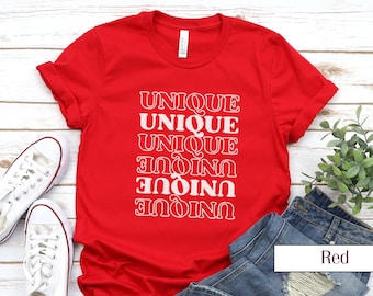 Unique Bella Canvas 3001 T-Shirt | Bold 'Unique' Graphic Design | Trendy Casual Shirt | Unisex Tee | Inspirational Fashion