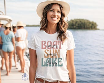Boat Waves, Sun Rays, Lake Days | Girls Lake Trip Tee | Lake Shirt Summer | Lake Party Shirt | Summer Lake Life | Boating Lake Shirt