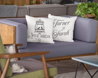 Personalized Pillow for love birds | Wedding Gift | Anniversary Gift | Valentines Gift | Corresponding Love Bird Pillow found in store