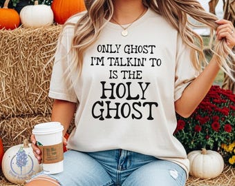 Christliches Hemd Halloween | Heiliger Geist Halloween Shirt | Halloween christliches Shirt | Komfort Farbe Halloween-Geist-Shirts | Komfortfarben