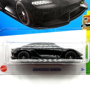 CUSTOM Hot Wheels Koenigsegg Gemera Black Wheel Swap With Real Riders 1/64 Diecast / Rubber Tires / 10 Spoke Black Rims
