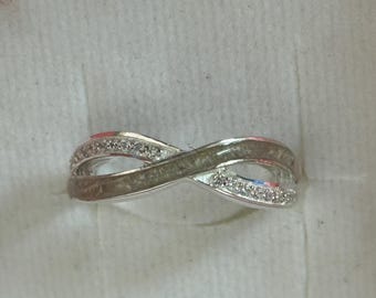 Paardenhaar Dierenhaarsieraden Huisdiergedenkteken 925 sterling massief zilveren oneindigheidsring met zirkonia's