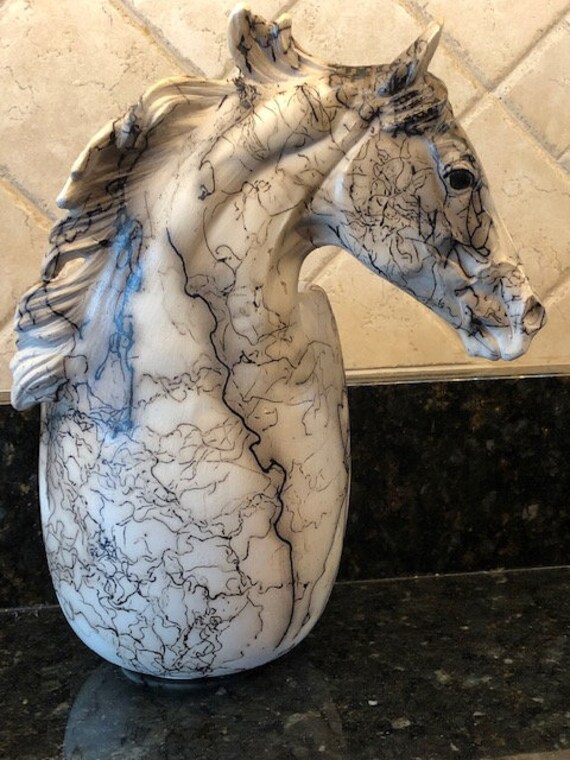 Horse Hair Pottery Hand Built Horse Head Vase Horsehair Made With Your Horse Hair