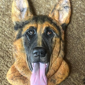 Custom German Shepherd Hair Pottery Wall Plaque: Pet Memorial
