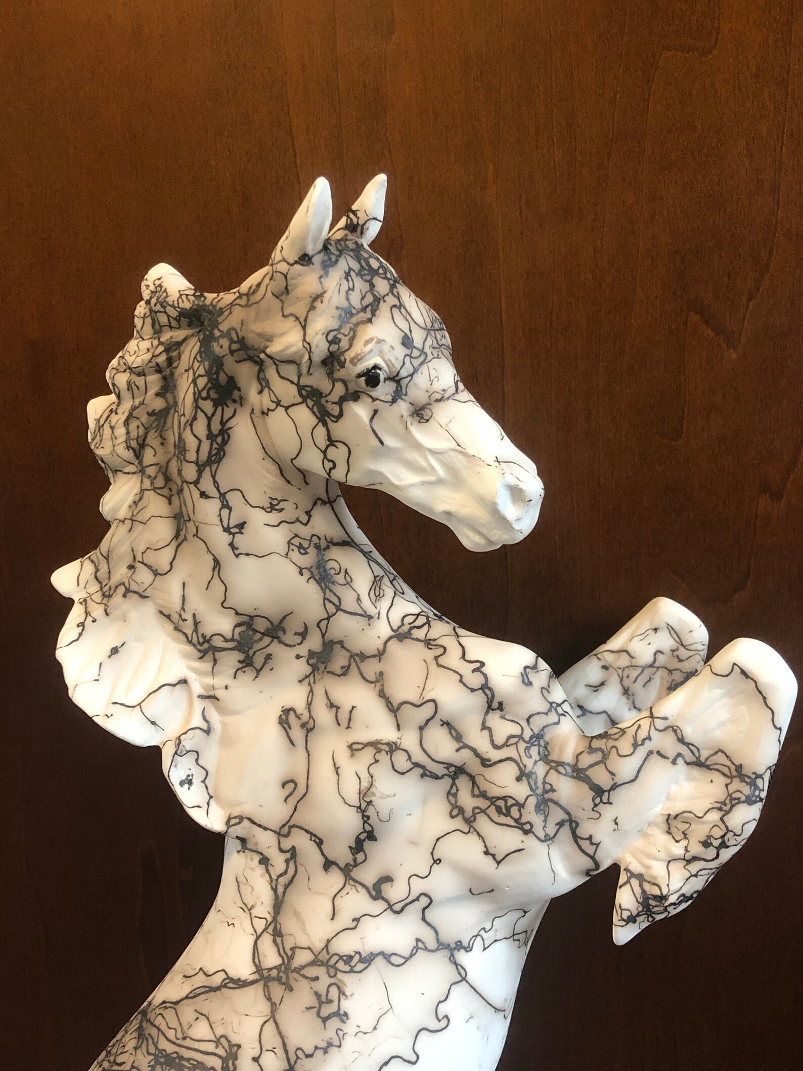 Custom Horse Hair Pottery Rearing Horse Engraved Name Plate Etsy