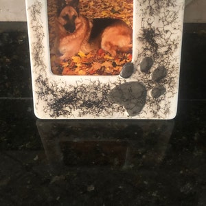 PET FRAME  Paw frame Pet hair pottery earthenware pottery Pet Memorial made with your pets hair dog or cat