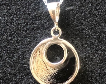 Sterling Silver Circle of Life pendant horse hair jewelry Cremation ash dog and cat fur can also be used Pet Memorial