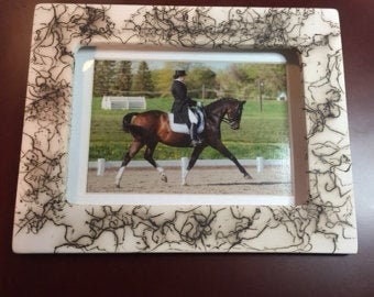 HORSE FRAME with engraved nameplate horse hair pottery earthenware pottery Pet Memorial