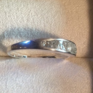 Smooth band Cremation Ash Jewelry WHITE GOLD channel ring Pet Memorial image 3