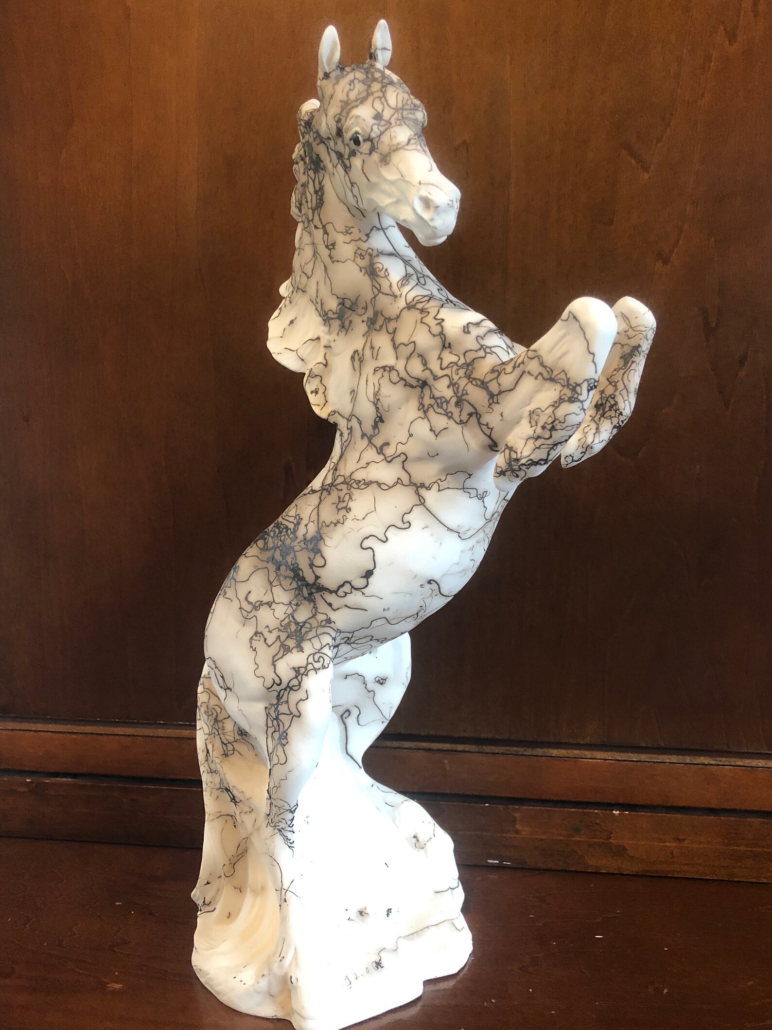 Custom Horse Hair Pottery Rearing Horse Engraved Name Plate Etsy